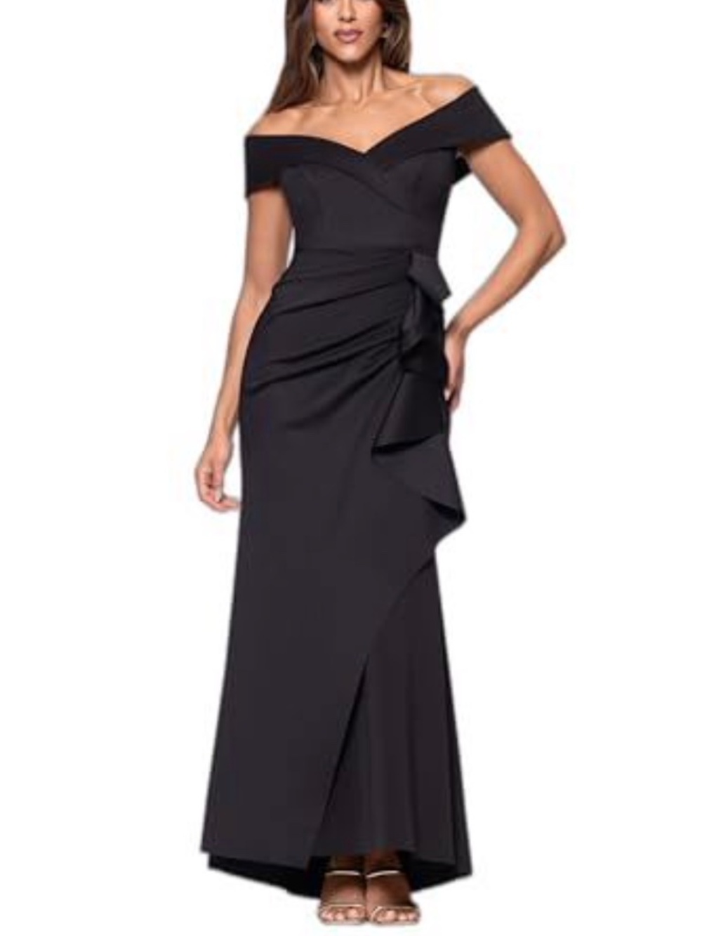 Xscape Women's Sz.10P Long Off-the-Shoulder Sweetheart Evening Gown